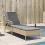 Lounger with beige synthetic rattan cushion 63x200x81 cm by vidaXL, Loungers - Ref: Foro24-368302, Price: 159,16 €, Discount: %