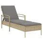 Liege mit beigem synthetischem Rattankissen 63x200x81 cm von vidaXL, Liegen - Ref: Foro24-368302, Preis: 159,16 €, Rabatt: %