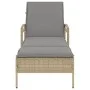 Lounger with beige synthetic rattan cushion 63x200x81 cm by vidaXL, Loungers - Ref: Foro24-368302, Price: 159,16 €, Discount: %