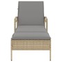 Tumbona con cojín ratán sintético beige 63x200x81 cm de vidaXL, Tumbonas - Ref: Foro24-368302, Precio: 162,67 €, Descuento: %