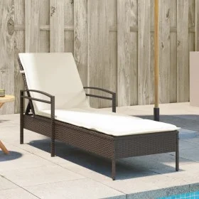 Tumbona con cojín ratán sintético marrón 63x200x81 cm de vidaXL, Tumbonas - Ref: Foro24-368300, Precio: 165,79 €, Descuento: %
