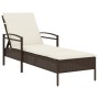 Tumbona con cojín ratán sintético marrón 63x200x81 cm de vidaXL, Tumbonas - Ref: Foro24-368300, Precio: 158,46 €, Descuento: %