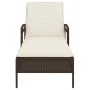 Tumbona con cojín ratán sintético marrón 63x200x81 cm de vidaXL, Tumbonas - Ref: Foro24-368300, Precio: 165,79 €, Descuento: %