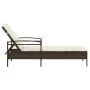 Tumbona con cojín ratán sintético marrón 63x200x81 cm de vidaXL, Tumbonas - Ref: Foro24-368300, Precio: 165,79 €, Descuento: %