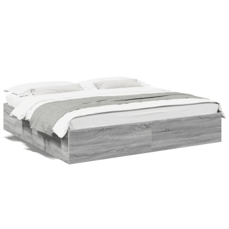Estructura de cama madera de ingeniería gris Sonoma 200x200 cm de vidaXL, Camas y somieres - Ref: Foro24-3280991, Precio: 144...