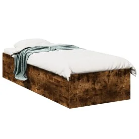 Estructura de cama madera de ingeniería roble ahumado 90x190 cm de vidaXL, Camas y somieres - Ref: Foro24-3281067, Precio: 90...