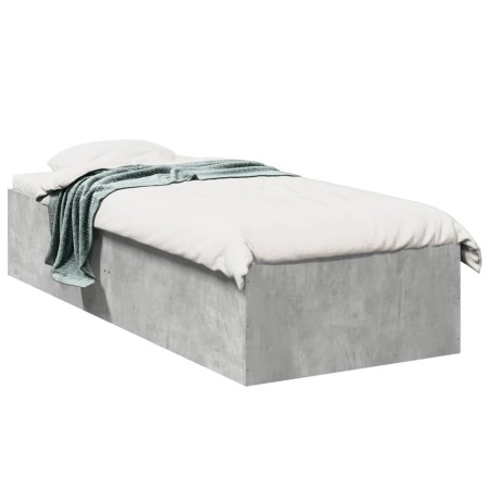 Estructura de cama madera de ingeniería gris hormigón 90x200cm de vidaXL, Camas y somieres - Ref: Foro24-3281059, Precio: 93,...