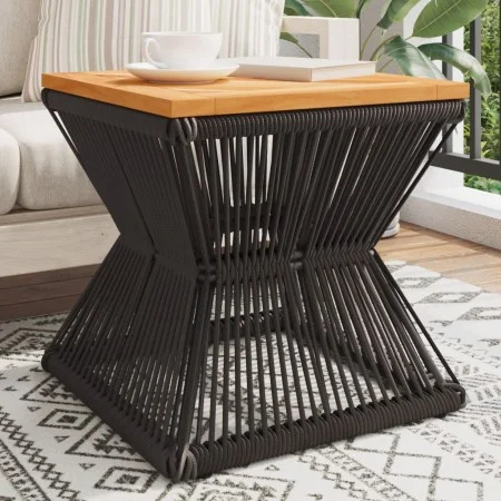 Mesa de centro base de alambre madera acacia negro 38x38x38 cm de vidaXL, Mesas de jardín - Ref: Foro24-365636, Precio: 74,46...