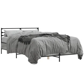 Sonoma gray metal engineered wood bed frame 120x200 cm by vidaXL, Beds and slatted bases - Ref: Foro24-3280040, Price: 131,78...