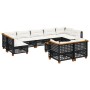 Set de sofás de jardín 10 pzas cojines ratán sintético negro de vidaXL, Conjuntos de jardín - Ref: Foro24-3261998, Precio: 72...