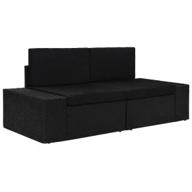 Sofá seccional de 2 plazas de ratán sintético negro de vidaXL, Sofás modulares de exterior - Ref: Foro24-49505, Precio: 200,7...