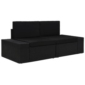 Sofá seccional de 2 plazas de ratán sintético negro de vidaXL, Sofás modulares de exterior - Ref: Foro24-49505, Precio: 190,9...