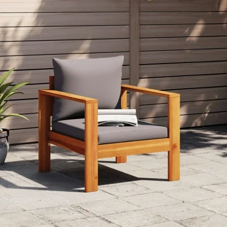 Sillón de jardín con cojines madera maciza de acacia de vidaXL, Sofás modulares de exterior - Ref: Foro24-367627, Precio: 102...