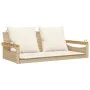 Banco columpio con cojines ratán sintético beige 109x62x40 cm de vidaXL, Bancos de jardín - Ref: Foro24-368148, Precio: 128,8...