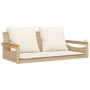 Banco columpio con cojines ratán sintético beige 109x62x40 cm de vidaXL, Bancos de jardín - Ref: Foro24-368148, Precio: 120,9...