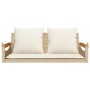 Banco columpio con cojines ratán sintético beige 109x62x40 cm de vidaXL, Bancos de jardín - Ref: Foro24-368148, Precio: 120,9...