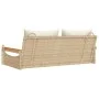 Banco columpio con cojines ratán sintético beige 109x62x40 cm de vidaXL, Bancos de jardín - Ref: Foro24-368148, Precio: 128,8...