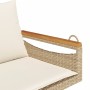 Banco columpio con cojines ratán sintético beige 109x62x40 cm de vidaXL, Bancos de jardín - Ref: Foro24-368148, Precio: 120,9...