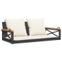 Banco columpio con cojines ratán sintético negro 109x62x40 cm de vidaXL, Bancos de jardín - Ref: Foro24-368155, Precio: 121,8...