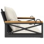 Banco columpio con cojines ratán sintético negro 109x62x40 cm de vidaXL, Bancos de jardín - Ref: Foro24-368155, Precio: 121,8...