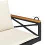 Banco columpio con cojines ratán sintético negro 109x62x40 cm de vidaXL, Bancos de jardín - Ref: Foro24-368155, Precio: 121,8...