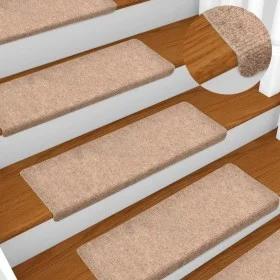 Alfombrilla de escaleras 15 uds tela punzonada marrón 65x21x4cm de vidaXL, Alfombrillas para escalones - Ref: Foro24-134561, ...