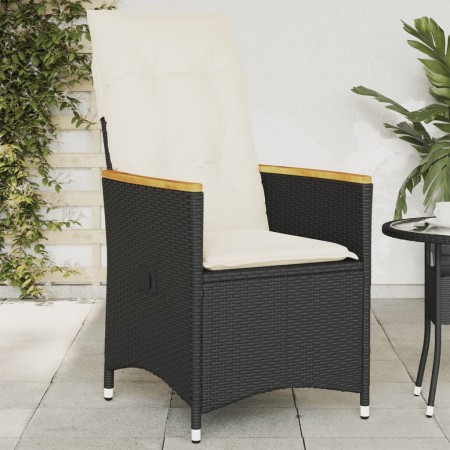 Sillón reclinable de jardín con cojines ratán sintético negro de vidaXL, Sillas de jardín - Ref: Foro24-365643, Precio: 119,8...