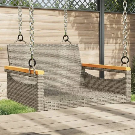 Banco columpio de ratán sintético gris 63x62x40 cm de vidaXL, Bancos de jardín - Ref: Foro24-368162, Precio: 72,59 €, Descuen...