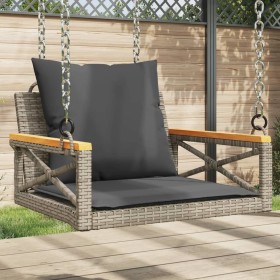Banco columpio con cojines ratán sintético gris 63x62x40 cm de vidaXL, Bancos de jardín - Ref: Foro24-368174, Precio: 81,98 €...