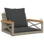 Banco columpio con cojines ratán sintético gris 63x62x40 cm de vidaXL, Bancos de jardín - Ref: Foro24-368174, Precio: 87,16 €...