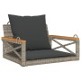 Banco columpio con cojines ratán sintético gris 63x62x40 cm de vidaXL, Bancos de jardín - Ref: Foro24-368174, Precio: 81,98 €...