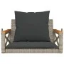 Banco columpio con cojines ratán sintético gris 63x62x40 cm de vidaXL, Bancos de jardín - Ref: Foro24-368174, Precio: 87,16 €...