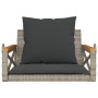 Banco columpio con cojines ratán sintético gris 63x62x40 cm de vidaXL, Bancos de jardín - Ref: Foro24-368174, Precio: 81,98 €...