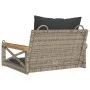 Banco columpio con cojines ratán sintético gris 63x62x40 cm de vidaXL, Bancos de jardín - Ref: Foro24-368174, Precio: 87,16 €...