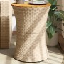 Mesa de jardín forma de tambor ratán sintético y madera beige de vidaXL, Mesas de jardín - Ref: Foro24-368298, Precio: 70,76 ...