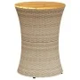 Mesa de jardín forma de tambor ratán sintético y madera beige de vidaXL, Mesas de jardín - Ref: Foro24-368298, Precio: 79,64 ...