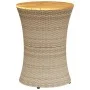 Mesa de jardín forma de tambor ratán sintético y madera beige de vidaXL, Mesas de jardín - Ref: Foro24-368298, Precio: 79,64 ...