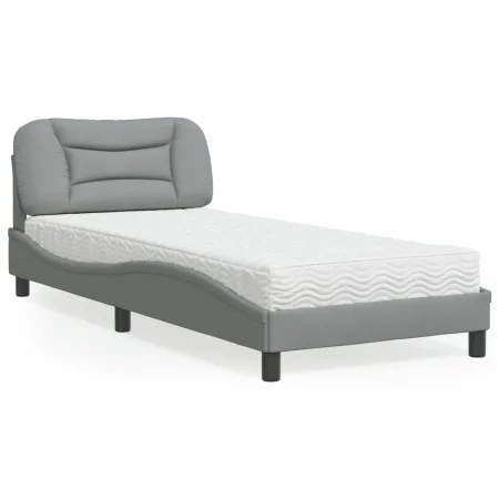 Cama con colchón tela gris claro 90x200 cm de vidaXL, Camas y somieres - Ref: Foro24-3208506, Precio: 281,13 €, Descuento: %
