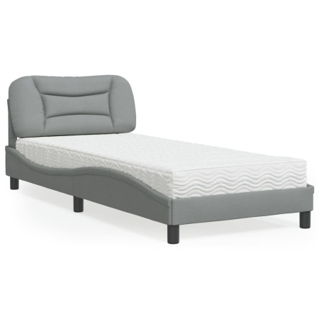 Cama con colchón tela gris claro 90x200 cm de vidaXL, Camas y somieres - Ref: Foro24-3208506, Precio: 275,88 €, Descuento: %