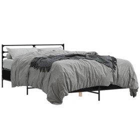 Estructura de cama madera de ingeniería y metal negro 140x200cm de vidaXL, Camas y somieres - Ref: Foro24-3280042, Precio: 14...