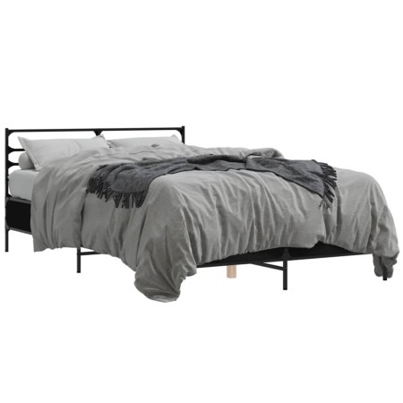 Estructura de cama madera de ingeniería y metal negro 140x200cm de vidaXL, Camas y somieres - Ref: Foro24-3280042, Precio: 14...