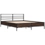 Estructura cama madera ingeniería metal marrón roble 160x200 cm de vidaXL, Camas y somieres - Ref: Foro24-3280056, Precio: 15...