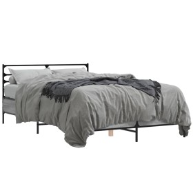 Estructura cama madera ingeniería metal gris Sonoma 140x190 cm de vidaXL, Camas y somieres - Ref: Foro24-3280080, Precio: 140...