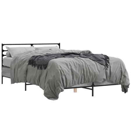 Estructura cama madera ingeniería metal gris Sonoma 140x190 cm de vidaXL, Camas y somieres - Ref: Foro24-3280080, Precio: 140...