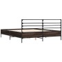 Estructura cama madera ingeniería metal roble ahumado 160x200cm de vidaXL, Camas y somieres - Ref: Foro24-3280054, Precio: 14...