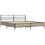 Estructura cama madera ingeniería metal roble Sonoma 200x200 cm de vidaXL, Camas y somieres - Ref: Foro24-3280063, Precio: 15...