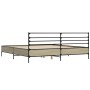 Estructura cama madera ingeniería metal roble Sonoma 200x200 cm de vidaXL, Camas y somieres - Ref: Foro24-3280063, Precio: 15...