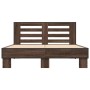 Estructura cama madera ingeniería metal marrón roble 120x200 cm de vidaXL, Camas y somieres - Ref: Foro24-3280111, Precio: 14...