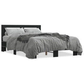 Estructura de cama madera de ingeniería y metal negro 120x200cm de vidaXL, Camas y somieres - Ref: Foro24-3280107, Precio: 14...
