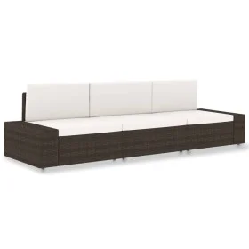 Sofá seccional de 3 plazas de ratán sintético marrón de vidaXL, Sofás modulares de exterior - Ref: Foro24-49516, Precio: 336,...